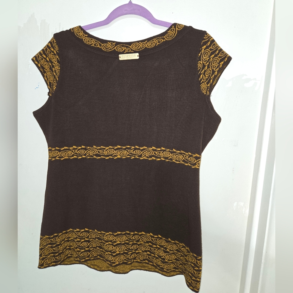 Brown and Mustard Short Sleeve Tank Top - XX-L - Picture 2 of 2